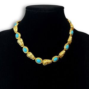 NWT | LUXURY COLLAR | Turquoise & Gold Elegant Spanish Designed Necklace
